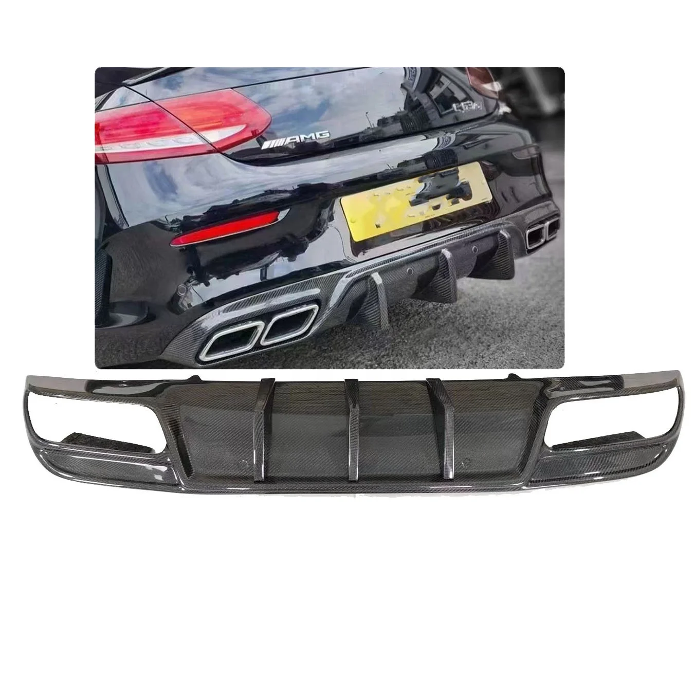

Carbon Fiber Rear Lip Diffuser for Mercedes Benz C Class W205 Real C63s Coupe Diffuser C43