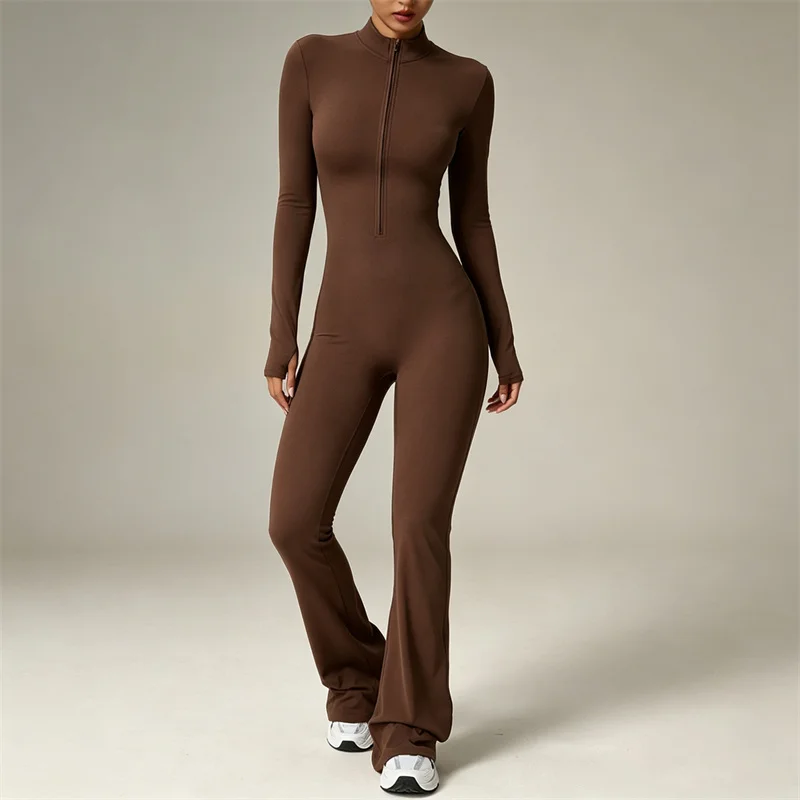 TRY TO BN Yoga Jumpsuit Long Sleeve Zipper High Strength Squat-Proof Sports One Piece Bodysuit Fitness Workout Gym Woman Clothes view 6