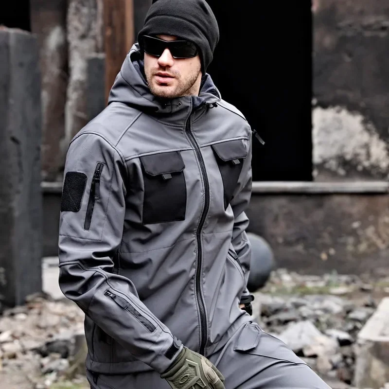 New Hiking Jackets Fleece Uniform Suit Airsoft Combat Clothing Tactical Wear-resisting Windproof Warm Jacket Men Pants Camping