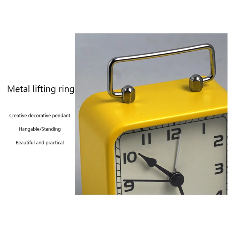 ساعة منبه مربعة معدنية صغيرة من My Home، ساعة صامتة لسطح المكتب، ساعة كوارتز مضيئة للنوم للطلاب #5