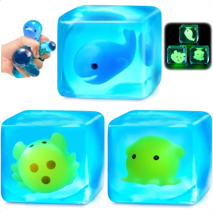 

Squishy Str Cube Fidget Toys для взрослых, светящиеся в темноте сенсорные игрушки для детей с аутизмом Str Balls для сжимания игрушек для беспокойства Str Re