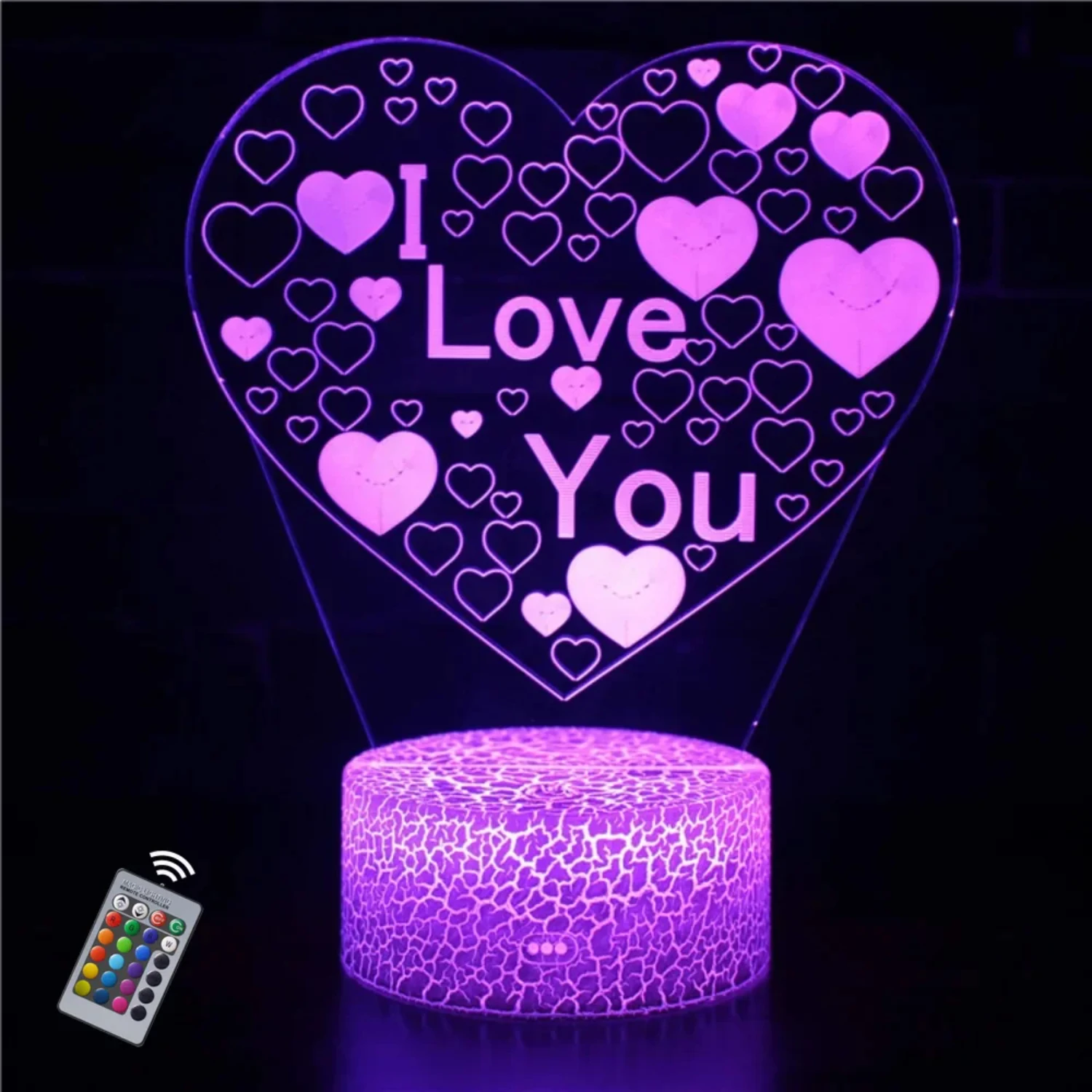 Heartwarming Romantic LED Night Light - USB Table Lamp for Bedside - Ideal Valentines Gift for Boyfriend or Girlfriend - I Love 