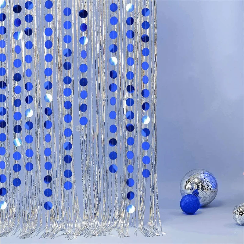 Royal Blue Graduation Decorations Circle Dots Garland Paper Hanging Polk Dot Streamer Baby Shower Gender Reveal Boy Party Banner