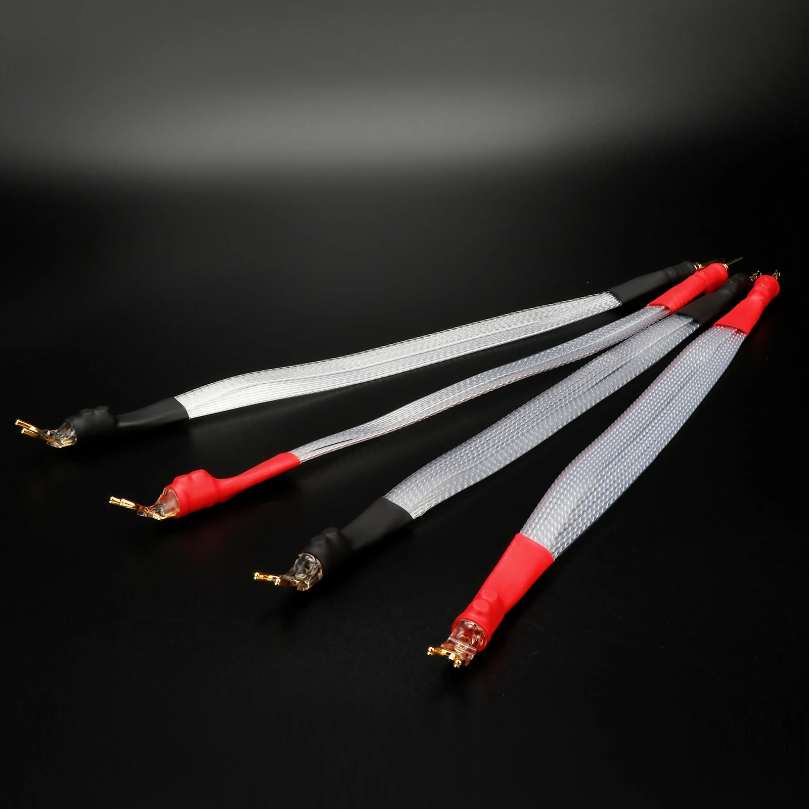 4PCS Valhalla 2 OCC Silver Plated Jumper Cable Nordost Bridge Speaker Cable Banana to Y Spade connect Machine cable