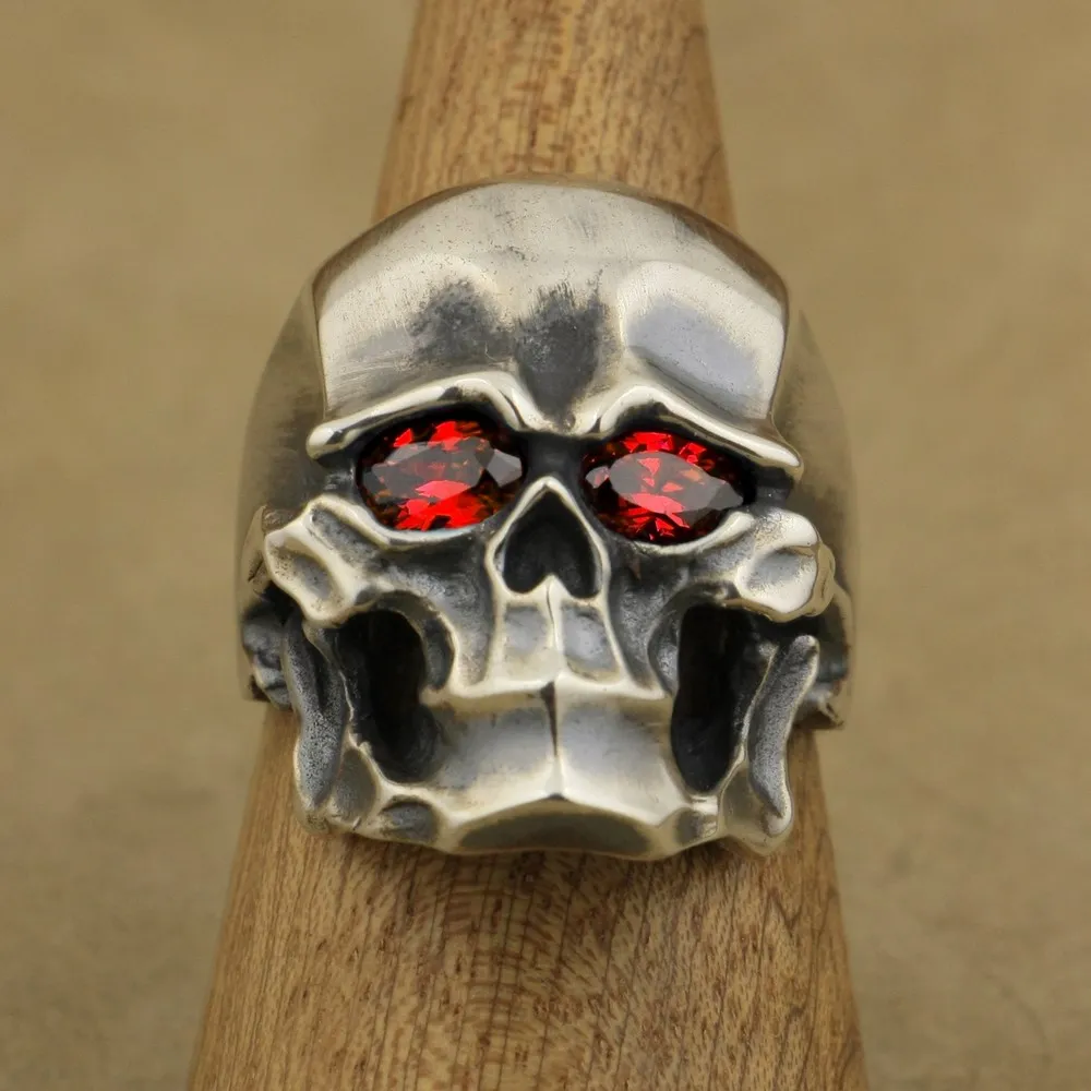 925 Sterling Silver CZ Eyes Skull Ring Biker Punk Jewelry TA4X US Size 7 to 15