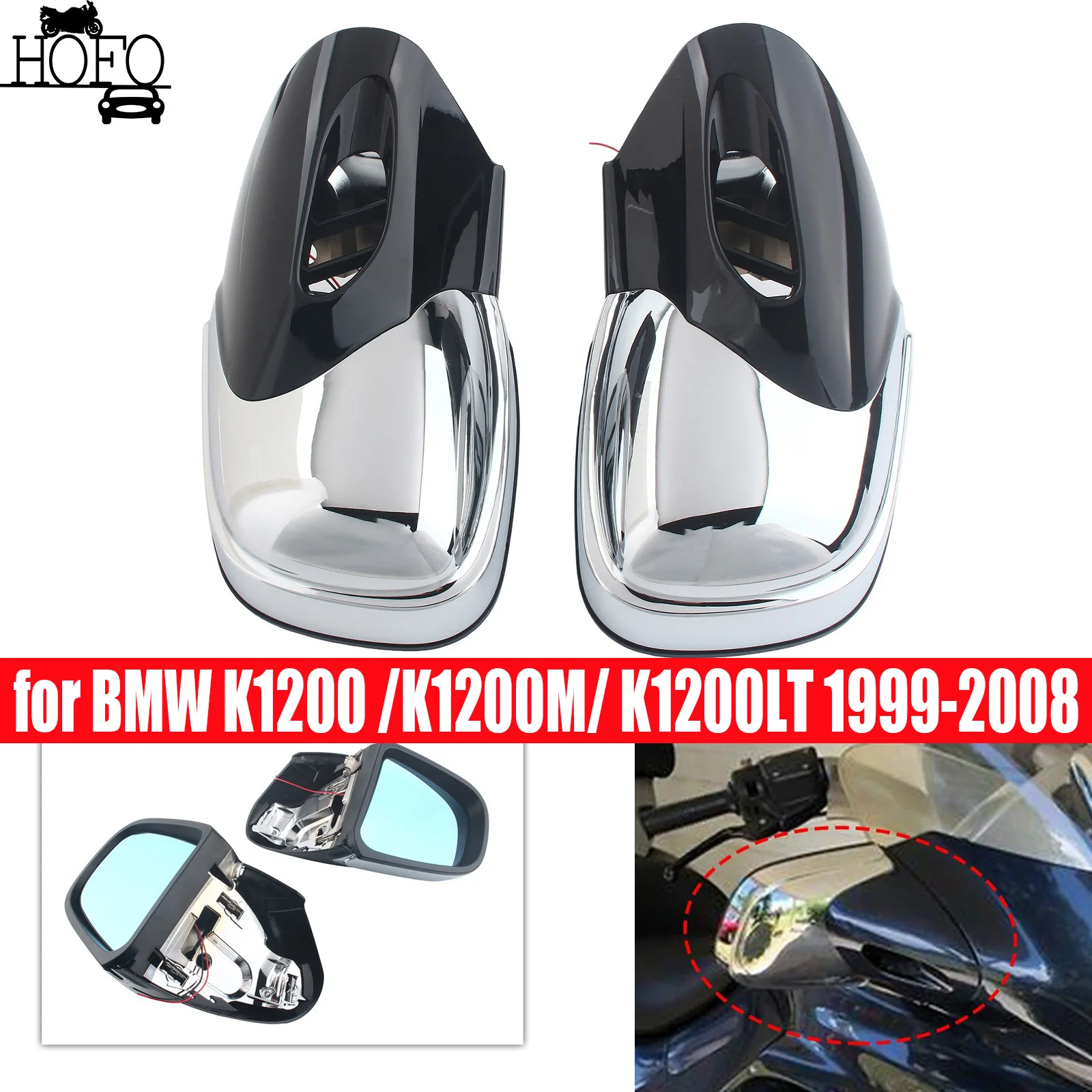 

for BMW K1200 /K1200M/ K1200LT 1999-2008 Left Right MIRRORS w/ Turn Signal