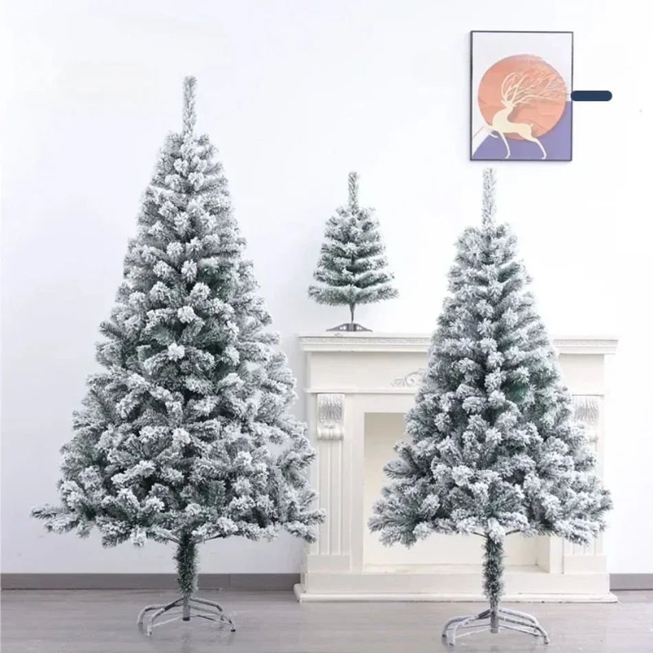 PVC Artificial Christmas Tree Encryption Snow White Flocking Christmas Tree 0.9m~3m Christmas Atmosphere Party Home Decoration