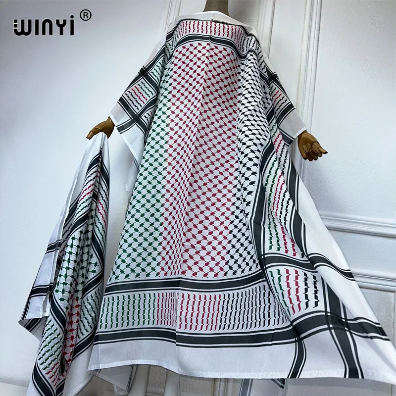 WINYI classic dresses with scarf 2 piece set Kaftan maxi dresses loose fashion Streetwear luxury abaya muslim woman dubai عبايا