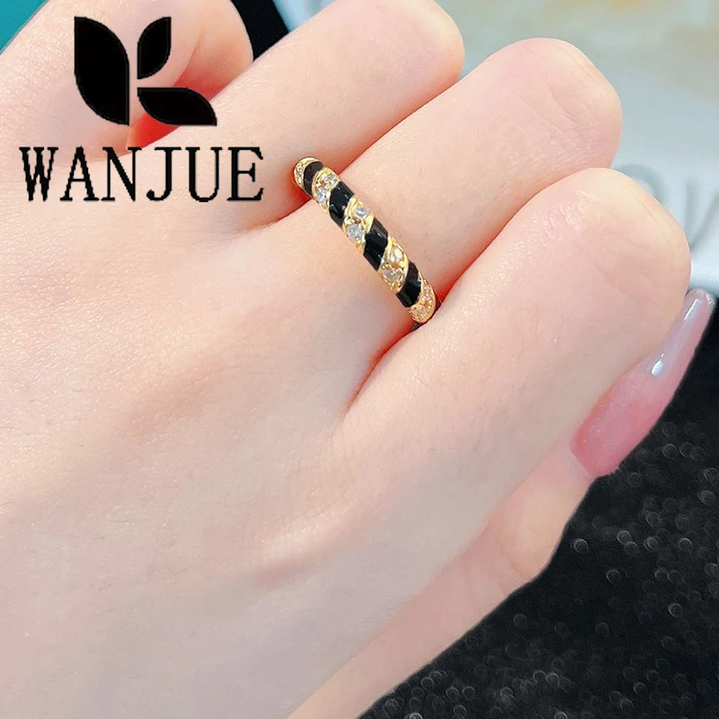 Glaze dripping black and white medieval enamel women's ring cold style light luxury niche stacking high-end retro French jewelry