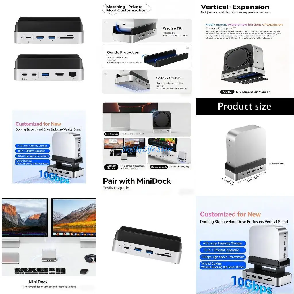 

E65E Storage Expansion Dock for Mini Equipped with 8TB Expandable Storage 4K Display Output Multiple USB Port