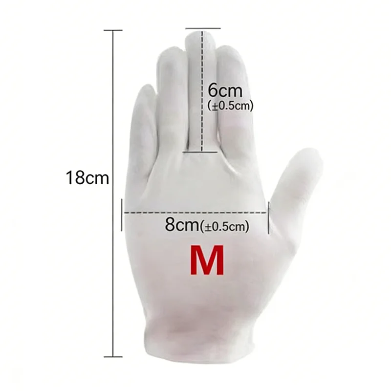1/5Pair Disposable White Cotton Gloves Lightweight Breathable Etiquette Gloves for Waiter Driver Jewelry Work Gardening Tool