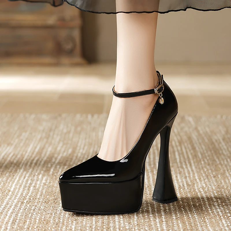Sepatu Platform Wanita Sepatu Wanita Ultra Tinggi Sepatu Hak Blok Seksi Perak Sepatu Pesta Wanita Seksi Sepatu Pernikahan Satu Tali