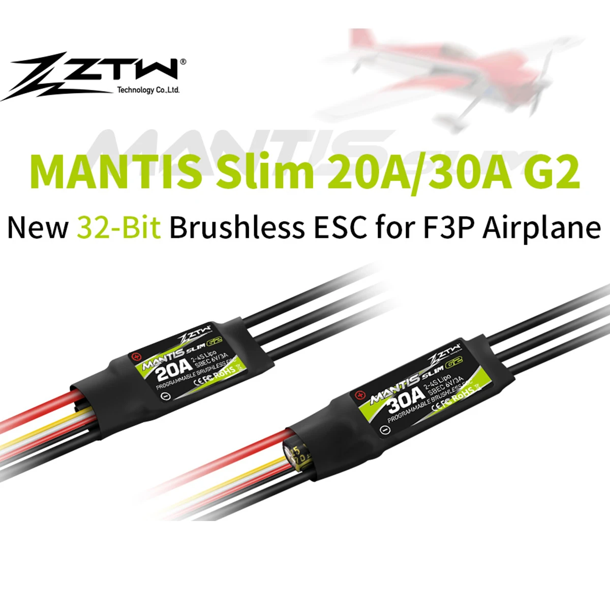 ZTW New 32-BitMantis Slim 20A/30A ESC G2 2-4S SBEC 6V/3A Brushless Speed Controller For RC Airplane Indoor F3P Fixed-wing 3D Fly