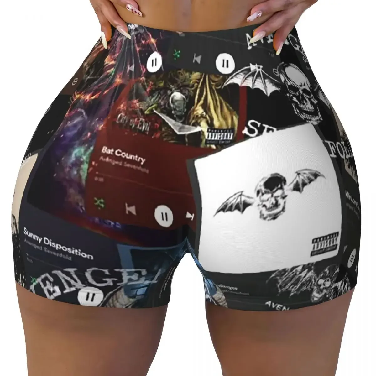Custom Avenged Sevenfold Yoga Shorts Women Gym Workout Running Athletic Volleyball Biker Shorts