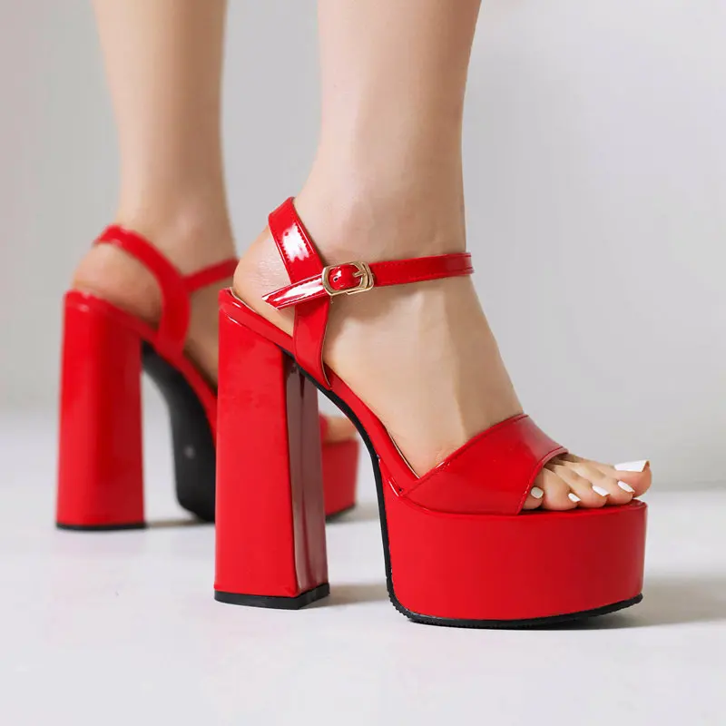 REAVE CAT Design Women Sandals Peep Toe Chunky Heel 14cm Platform Hill 5cm Buckle Strap Sexy Dating Shoes Size 40 41 42 43