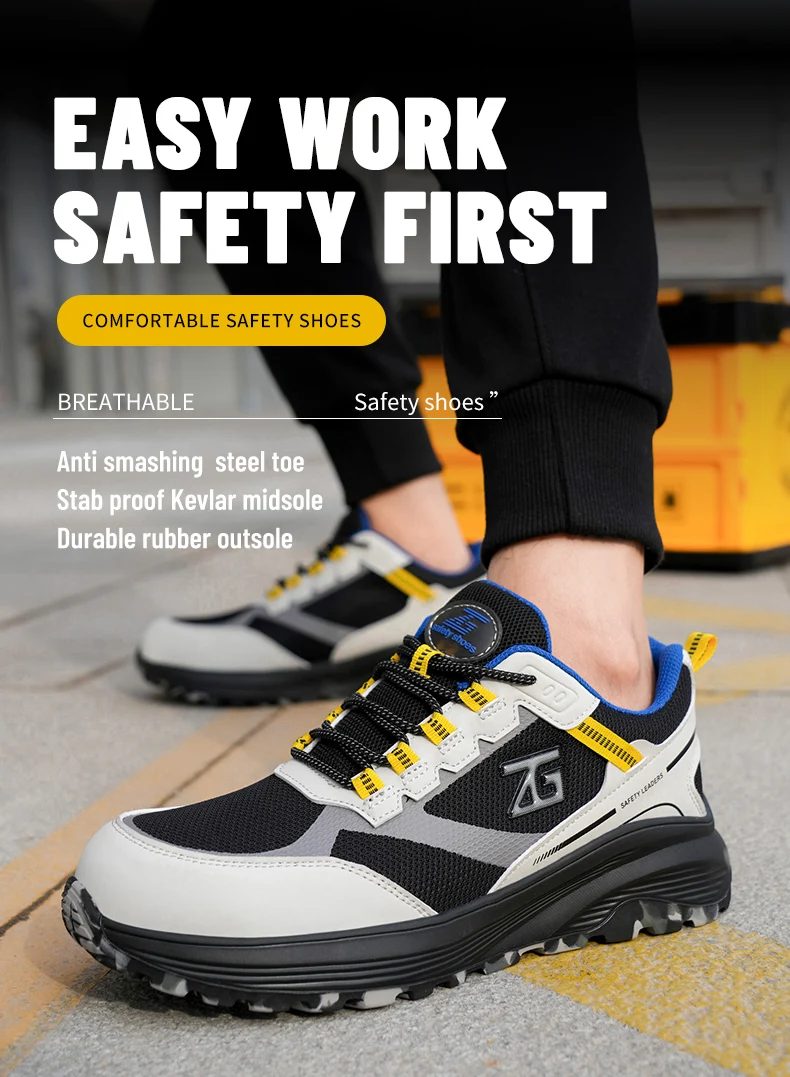High-quality Work Sneakers For Men Safety Shoes European Standards Protective Shoes Puncture-Proof Steel Toe Shoes Work Boots