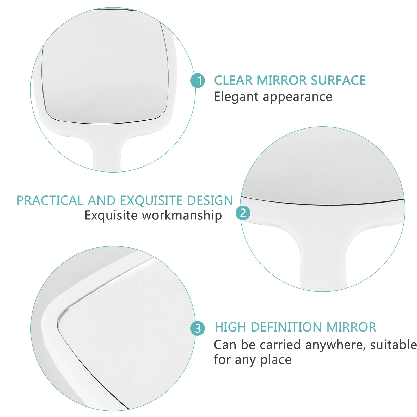 

Handheld Makeup Mirror Portable Ergonomic Design Perfect Size Travel Beauty Vanity Mirror for Women Girls