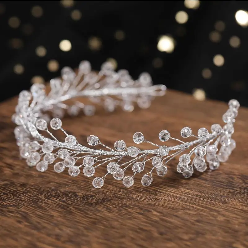 Modisches Perlen-Braut-Haarband mit Kristallen, handgefertigte Ketten-Haarbänder für Damen, für Hochzeit und Party – Detail 6