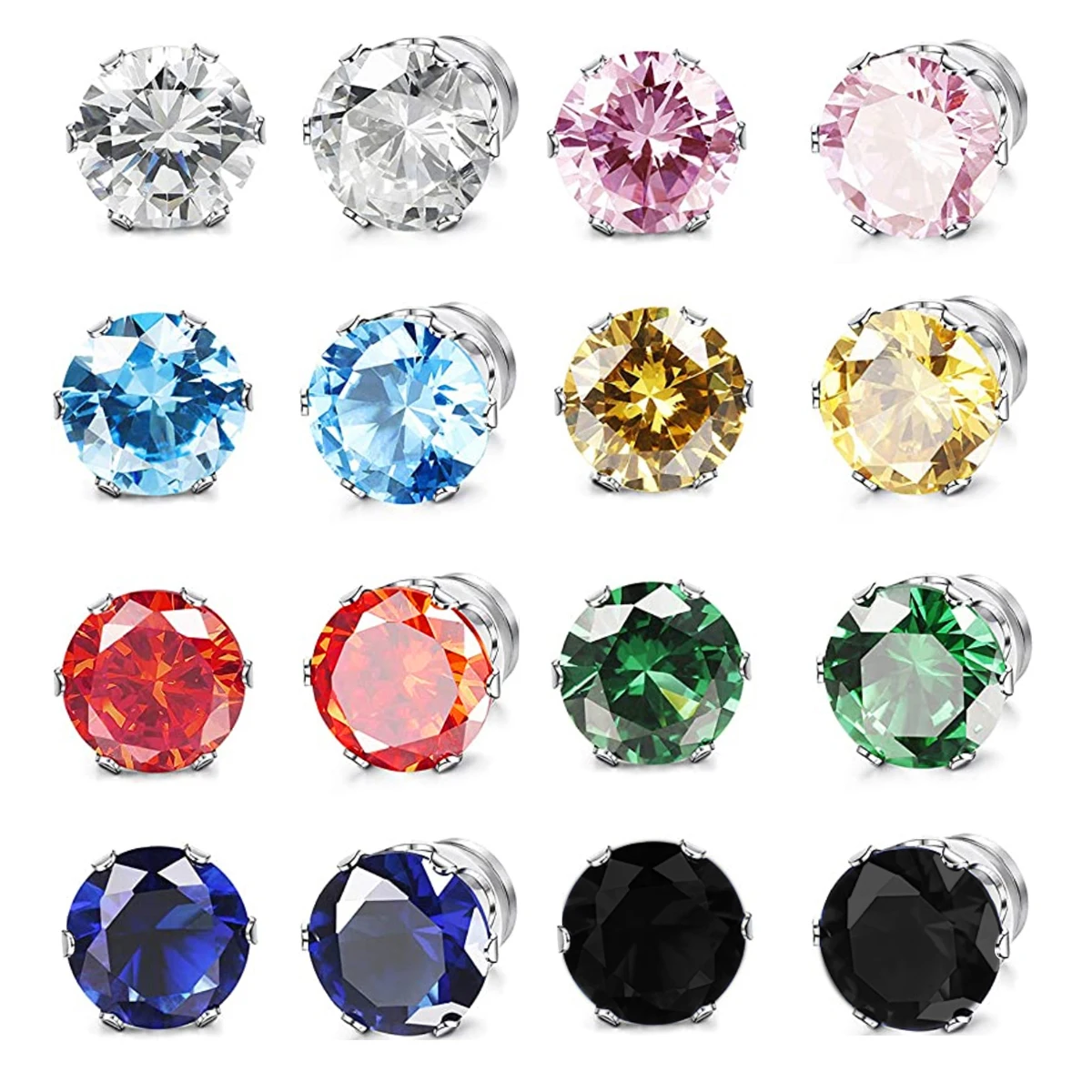 

2PC Crystal Strong Magnetic Ear Stud Easy Use Clip Earrings For Women Men Punk Round Zircon Magnet Earrings Non Piercing Jewelry