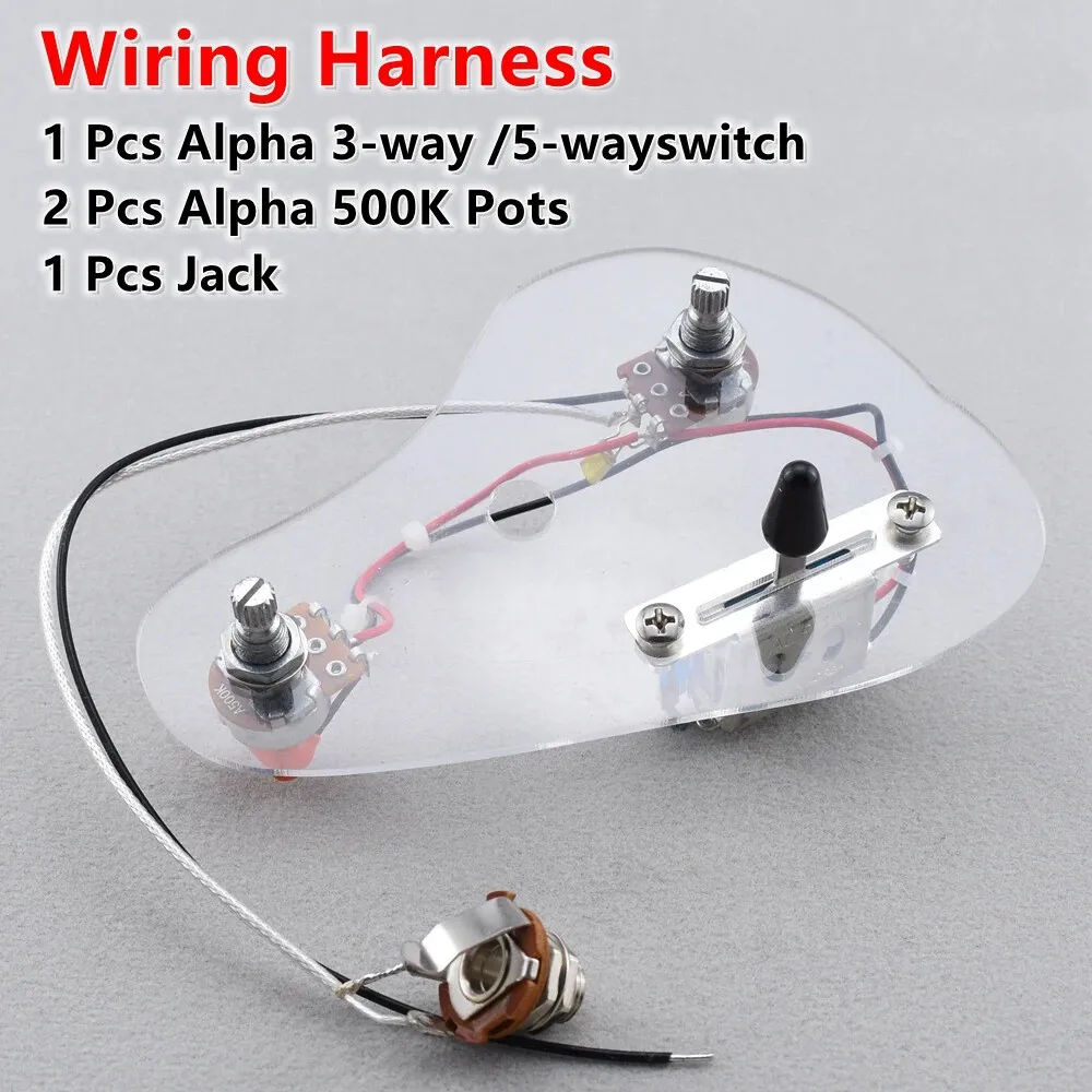 

1 Set Electric Guitar Wiring Harness ( 2x 500K Pots +3-Way/5-Way Switch + Jack )