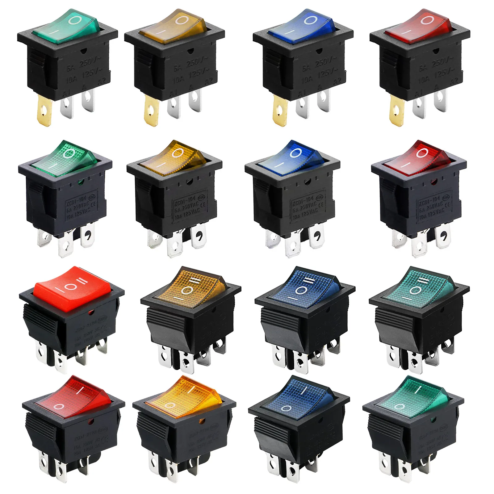 10Pcs Rocker Switch Switch for Automotive Car,KCD1/6A, KCD3/16A,KCD4/16A,Lighting Up LED 12v/220v(optional) view 3