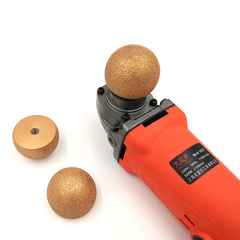 35mm 50mm Diamond Brazed Round Grinding Head Abrasive Tool For Internal Arc Grinding Of Stones Engraving Tool Head Mushroom Head