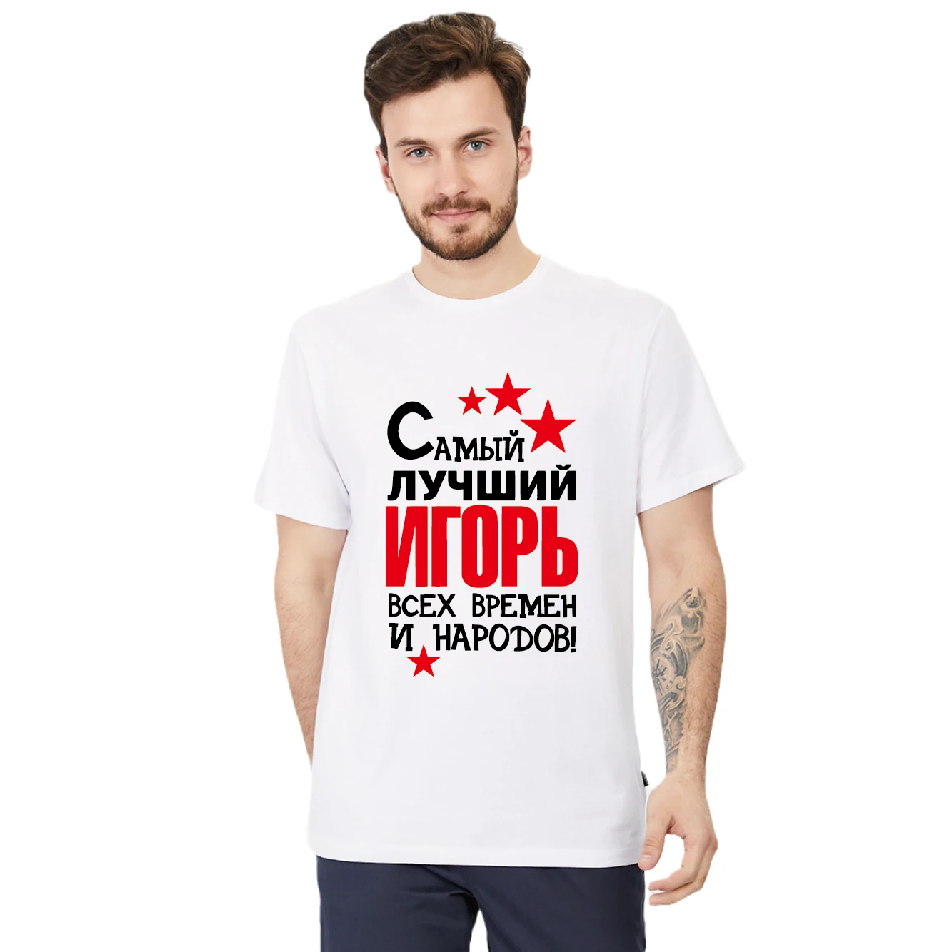 Men\'s Printed Cotton T-Shirt Самый Лучший Вова Всех Времен И Народов! Fashion Russian Style Shirt Tees Tops Custom Name
