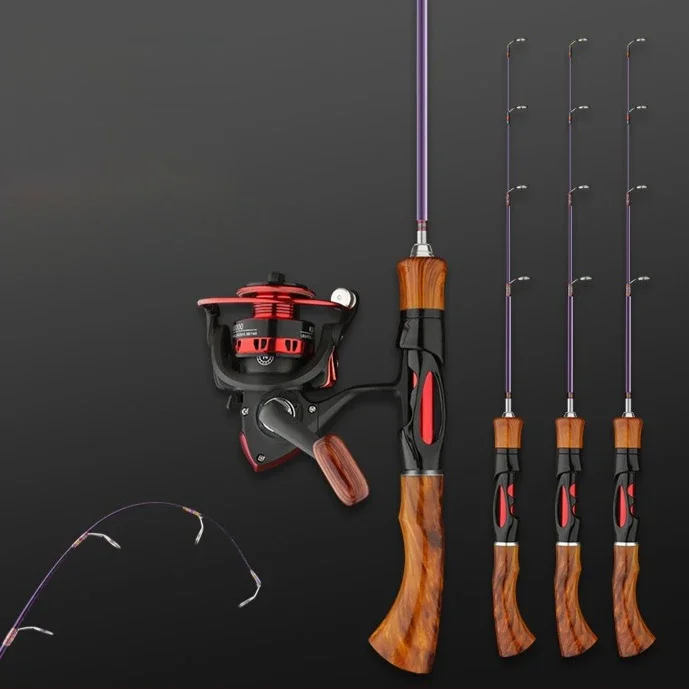 

New Ice Fishing Rod Set, Ultra-Short Portable Rod, Sensitive Soft Tail Baitcasting Reel, Solid Tip Ice Jigging Rod for Winter