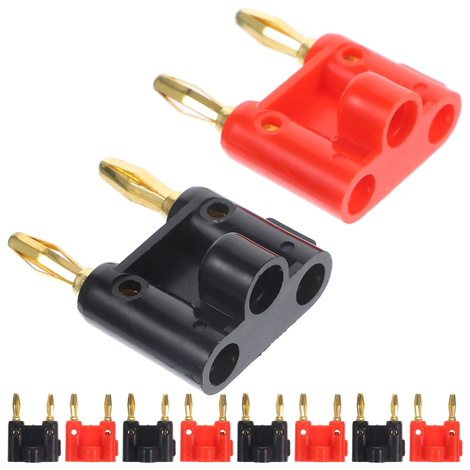

10Pcs Banana Plug Audio Connector Double Banana Plug Clip Gold Plated Speaker Wire Connector Compatible with Audio Amplifier