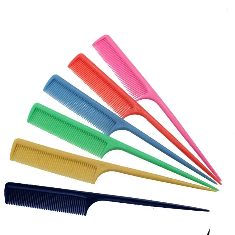 

10PCS Portable Random Color Hair Comb Salon Brush Styling Hairdressing Tail Plastic Comb Set With Thin And Long Handle