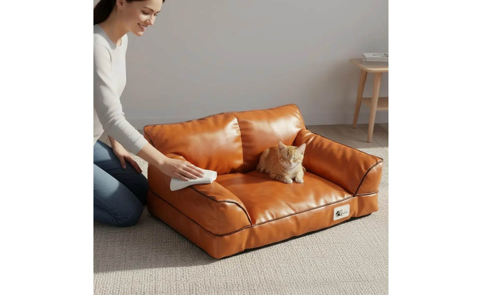 Leather Pet Sofa Bed Non-Stick Hair Cat Sofa for Felines Leather Pet Sofa Bed Non-Stick Hair Cat Sofa for Felines