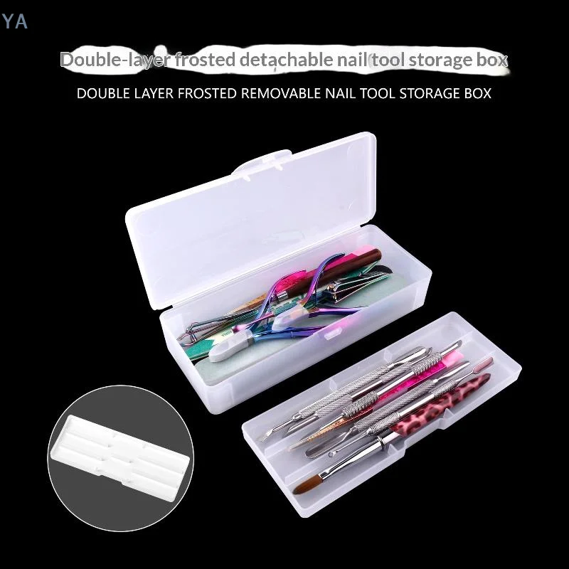【SA】【SA】Double Layer Frosted Nail Storage Box Removable Tray Large Capacity For Home Manicure Salon Use Nail Tool Organizer Case