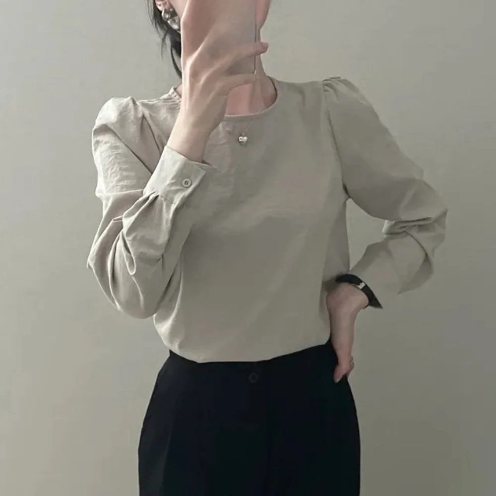 Dames Lange Sve irt Knoop Tie Top + Basislaag Lange Sve Blouse Tweedelige Set Herfst Lente Seizoen Koreaanse Sle