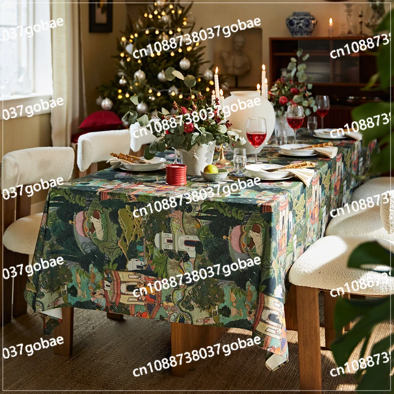 Preference Set, Retro American Medieval Tablecloth Atmosphere Light Luxury New Year Tablecloth Pastoral Long Dining Table New