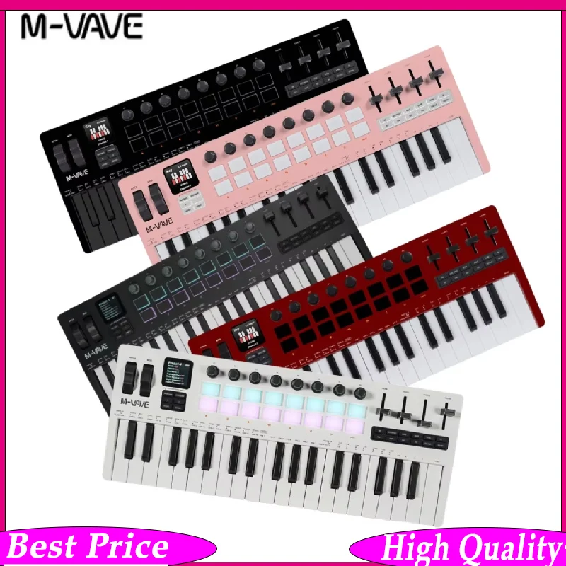 

M-VAVE SMK-37 Pro Новая беспроводная MIDI-клавиатура, универсальная синтезаторная рабочая станция | 37 чувствительных клавиш, 16 драм-падов, аппаратные контроллеры
