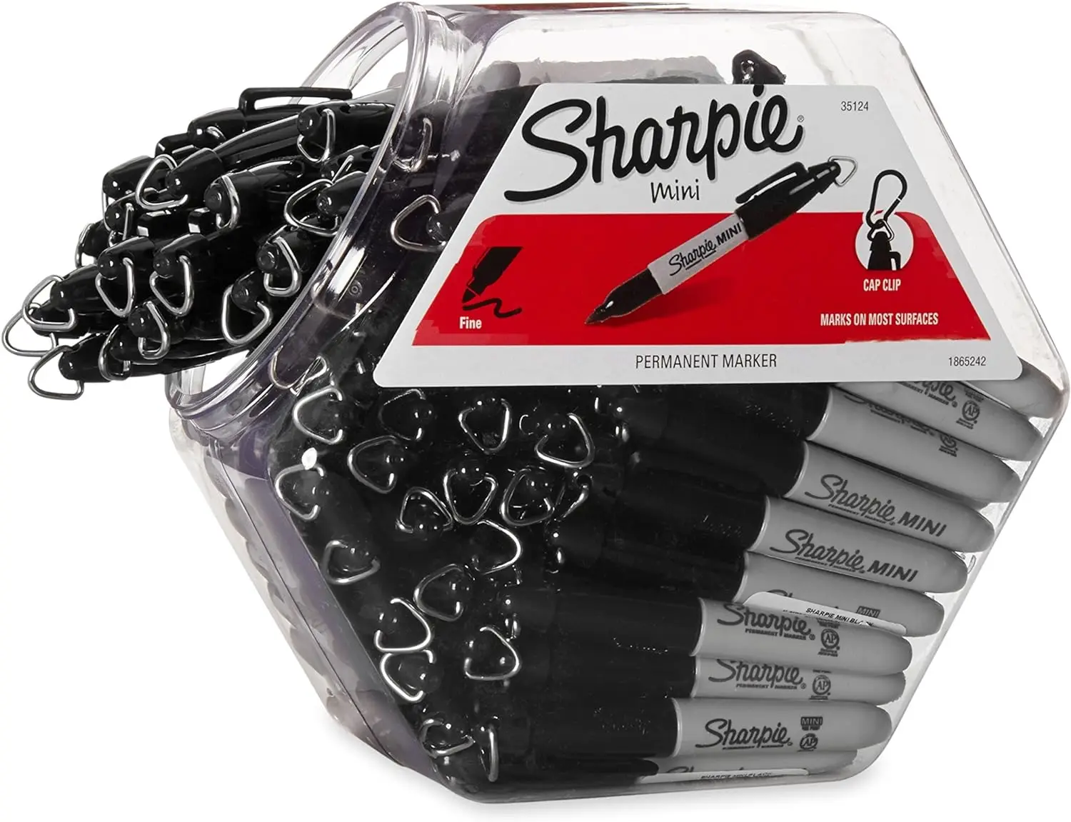 Sharpie Permanent Mini Markers, Fine Point, Black, 72-Pack Canister