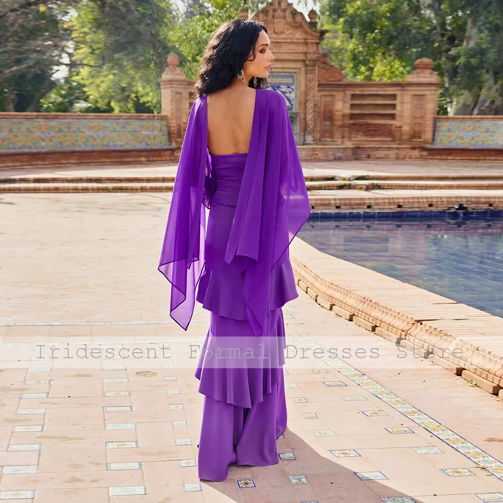 Paarse avondjurk strapless jurken voor speciale gelegenheden vloerlengte gelaagde ruches formele jassen 2025