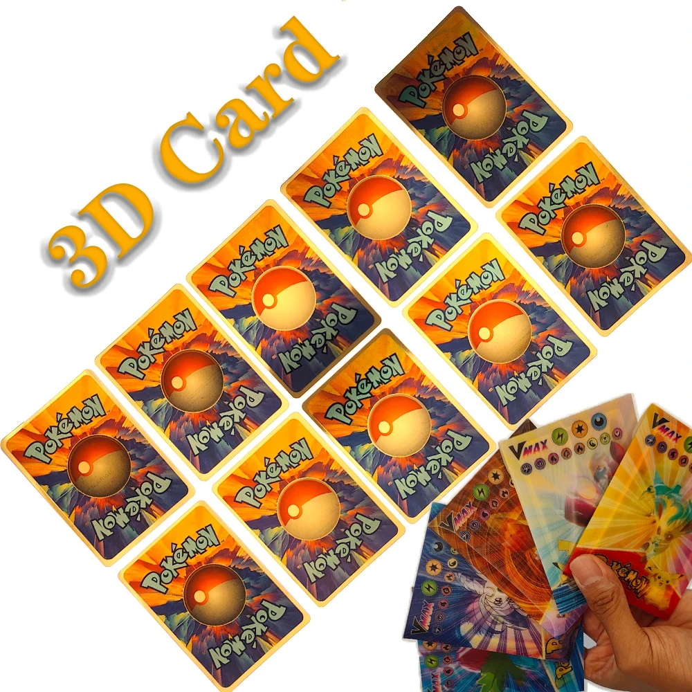 Cartas de Pokémon 3D en inglés, Vmax, Gx, Charizard, Pikachu, colección de juegos comerciales, cartas de batalla, juguetes para niños, envío directo, venta al por mayor