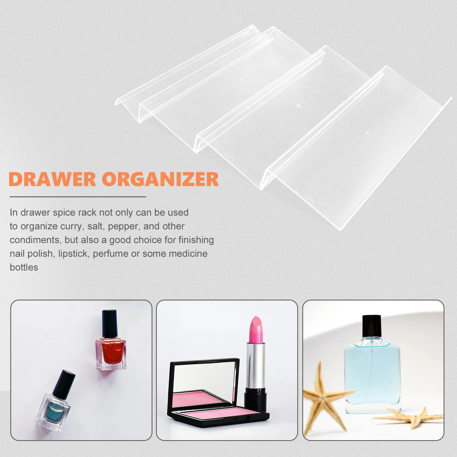 

1Set Acrylic Spice Drawer Organizer Seasoning Jar Rack Tiered Design Storage Rack for Spices Cosmetics Medicine