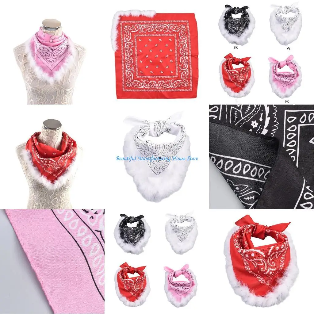 

E56A Punk Cashew Flower Woman Hairband Hiphop Square Bandana Headband Adjustable Turban Spring Summer Hair Accessories