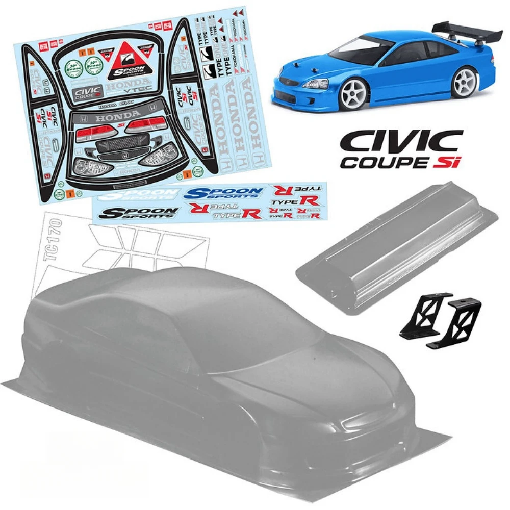 Scale 1:10 Honda Civic Coupe Si Clear body shell set fit RC Drift Chassis 257mm Wheelbase Tamiya tt01 tt02 Kyosho fazer mk2