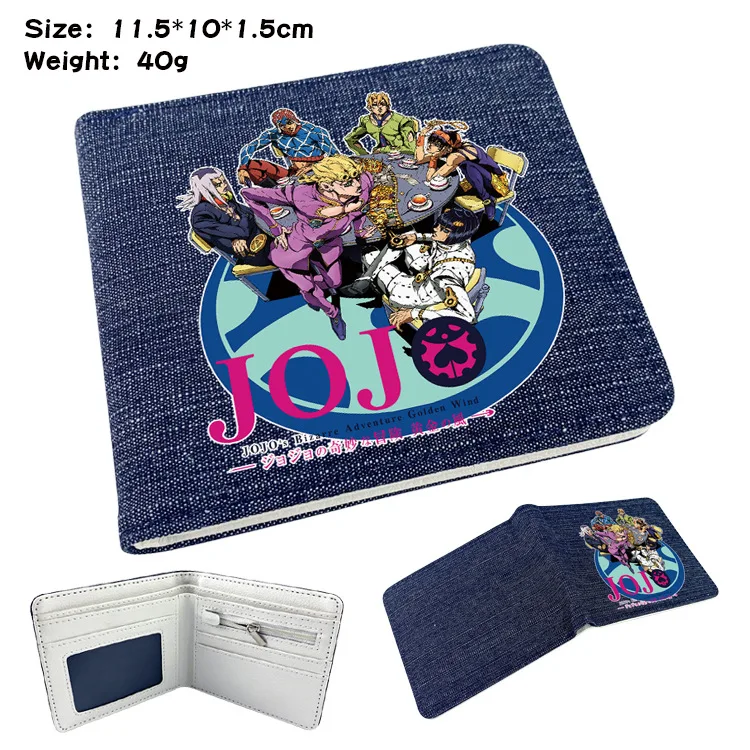 กระเป๋าเงินใบสั้นลายการ์ตูนผจญภัยสุดมหัศจรรย์ของ Jojo dompet koin อนิเมะกระเป๋าสตางค์ใส่บัตรสำหรับผู้ชายหรือผู้หญิง