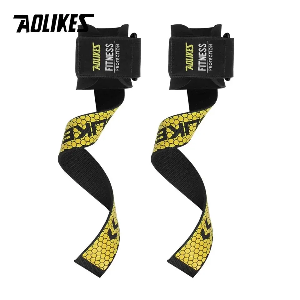 AOLIKES 1 Pair Weightlifting Straps Anti-Slip Silicone Lifting Wrist Straps Strength Training Crossfit Hand Grips Wrist Support