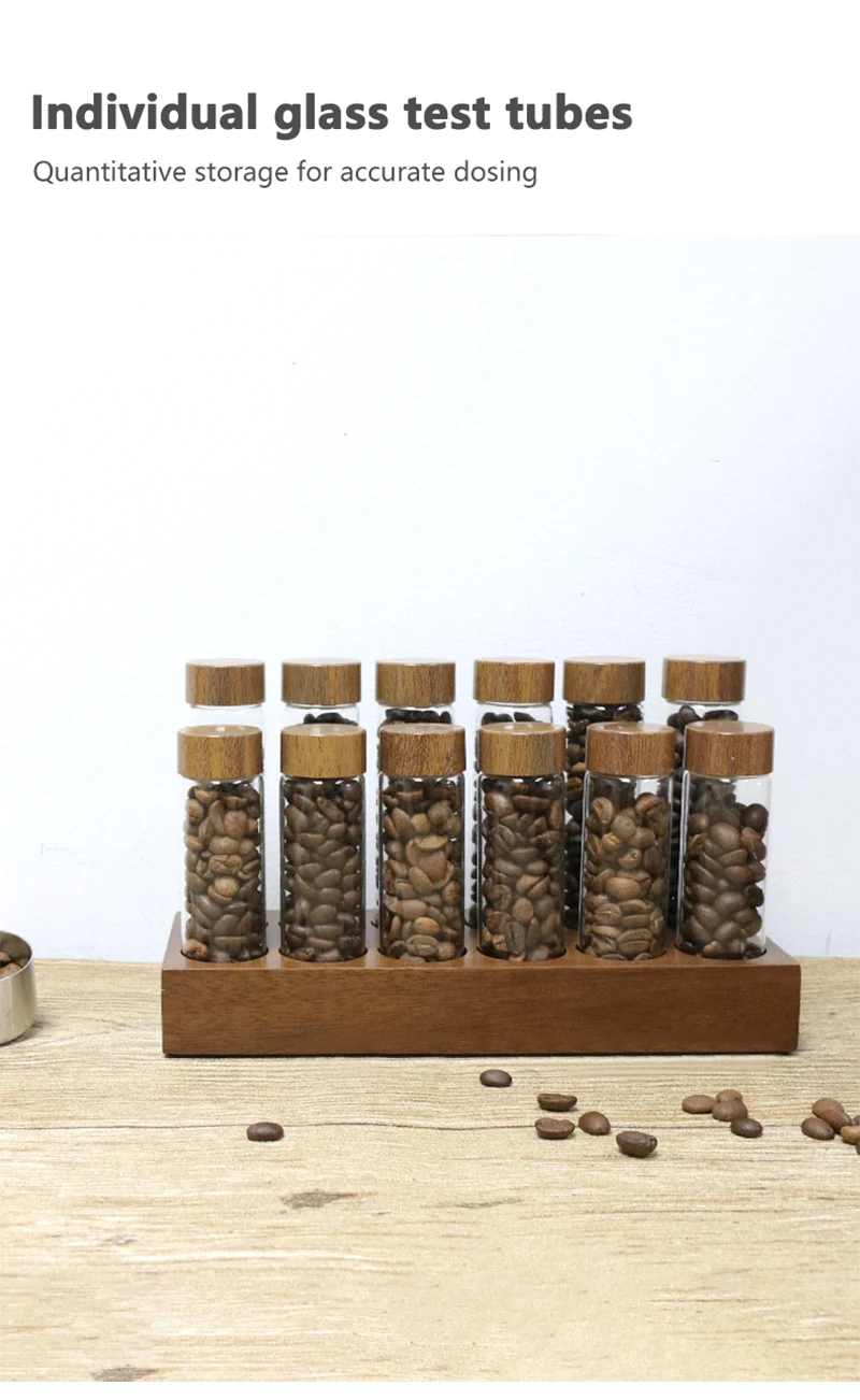 Kaffeebohnen Lagerung Container Rohr Display Rack Tee Flasche Glas Einzelne Dosis Espresso Zubehör Coffeware Set Barista Werkzeug Geschenk – Detail 15