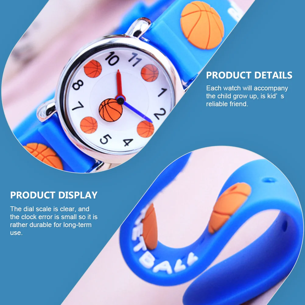 قطعة واحدة من ساعة اليد الكرتونية بنمط كرة السلة خفيفة الوزن وقابلة للتعديل للتعلم #1