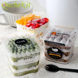 50Pcs Mousse Cookie Cake Boxes Square Plastic Cupcake Box Pudding Dessert Cup Disposable Wedding Party Packaging Box Supplies