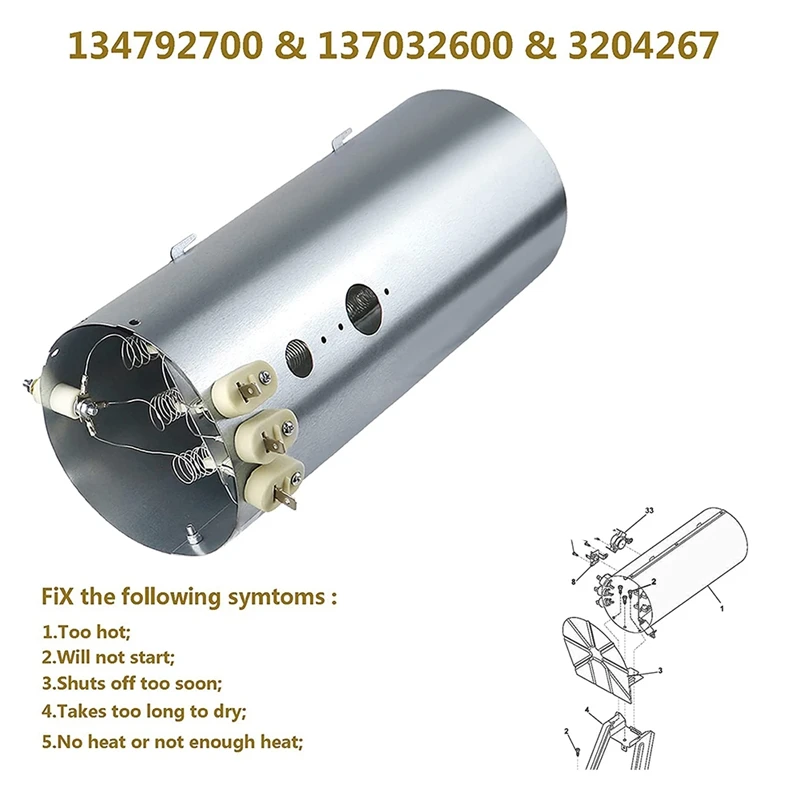 134792700 elementos de calefacción para secador, piezas de repuesto compatibles con PS2349309, AP4368653