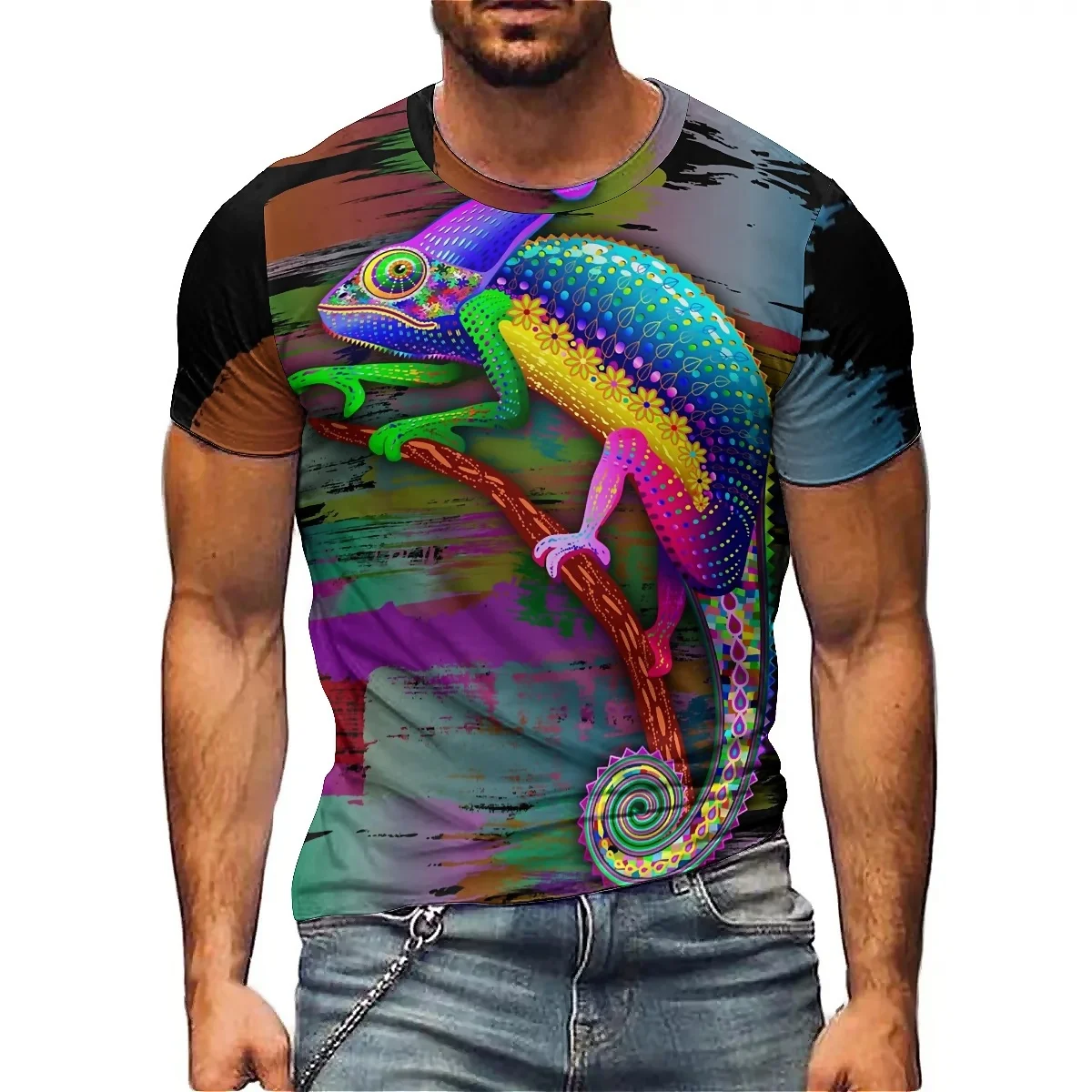 

Vintage Y2K Men's 3D Print Short-sleeved T-shirt, Smooth Fabric, High-quality Printed Short-sleeved