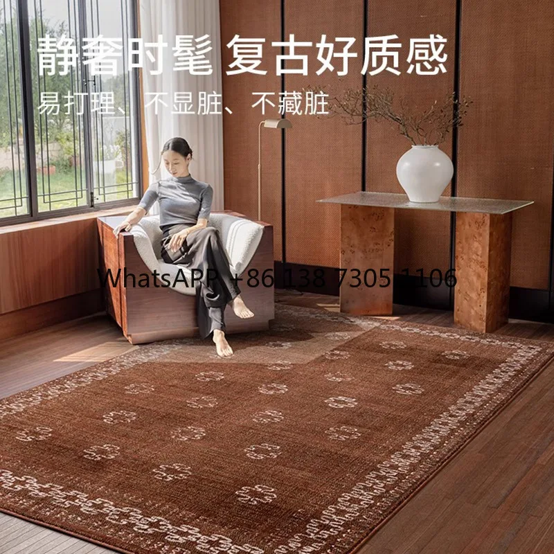 

Французский средневековый шерстяной ковер без клея в стиле ретро, красный ковер для гостиной, элитный современный ковер для спальни, без формальдегида