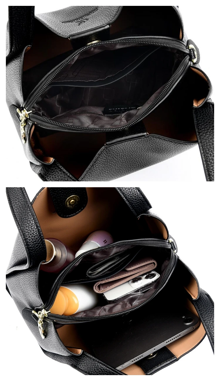 Balde de couro macio para mulheres, bolsa de marca grande, bolsas simples, bolsas de ombro de luxo femininas, nova tendência